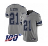 Men's Dallas Cowboys #21 Deion Sanders Limited Gray Inverted Legend 100th Season Football Jersey