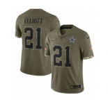 Men's Dallas Cowboys #21 Ezekiel Elliott 2022 Olive Salute To Service Limited Stitched Jersey