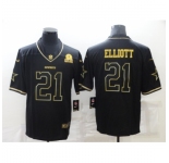 Men's Dallas Cowboys #21 Ezekiel Elliott Black Gold Throwback Limited Jersey
