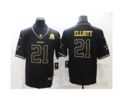 Men's Dallas Cowboys #21 Ezekiel Elliott Black Gold Throwback Limited Jersey