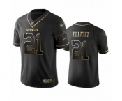 Men's Dallas Cowboys #21 Ezekiel Elliott Black Golden Edition Limited Football Jersey