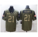 Men's Dallas Cowboys #21 Ezekiel Elliott Camo 2021 Salute To Service Limited Player Jersey
