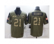 Men's Dallas Cowboys #21 Ezekiel Elliott Camo 2021 Salute To Service Limited Player Jersey