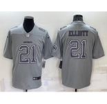 Men's Dallas Cowboys #21 Ezekiel Elliott LOGO Grey Atmosphere Fashion 2022 Vapor Untouchable Stitched Nike Limited Jersey