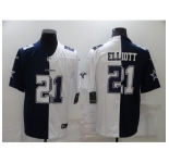 Men's Dallas Cowboys #21 Ezekiel Elliott White-Blue Fashion Football Limited Jersey