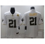Men's Dallas Cowboys #21 Ezekiel Elliott White Gold Limited Player Jersey