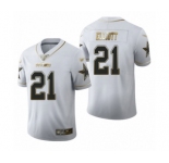 Men's Dallas Cowboys #21 Ezekiel Elliott White Golden Edition Limited Football Jersey