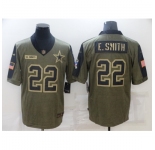 Men's Dallas Cowboys #22 Emmitt Smith Nike Olive 2021 Salute To Service Limited Player Jersey
