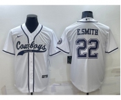 Men's Dallas Cowboys #22 Emmitt Smith White Stitched Cool Base Nike Baseball Jersey