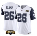 Men's Dallas Cowboys #26 DaRon Bland White Navy 2023 F.U.S.E. NFC East Champions Patch Football Stitched Jersey