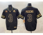 Men's Dallas Cowboys #3 George pickens Black 2025 F.U.S.E. With 5x Super Bowl Champions & Established In 1960 Patch Vapor Limited Stitched Football Jersey