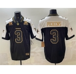 Men's Dallas Cowboys #3 George pickens Black Gold 2025 F.U.S.E. With 5x Super Bowl Champions & Established In 1960 Patch Vapor Limited Stitched Football Je