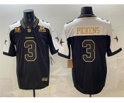 Men's Dallas Cowboys #3 George pickens Black Gold 2025 F.U.S.E. With 5x Super Bowl Champions & Established In 1960 Patch Vapor Limited Stitched Football Je