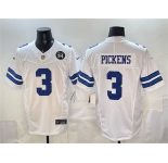 Men's Dallas Cowboys #3 George pickens Navy F.U.S.E. 94 Marshawn Kneeland Memorial Patch Vapor Limited Stitched Football Jersey