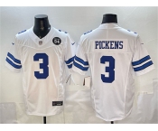 Men's Dallas Cowboys #3 George pickens Navy F.U.S.E. 94 Marshawn Kneeland Memorial Patch Vapor Limited Stitched Football Jersey