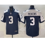 Men's Dallas Cowboys #3 George pickens Navy F.U.S.E. Thanksgiving Vapor Limited Stitched Football Jersey