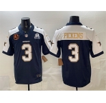Men's Dallas Cowboys #3 George pickens Navy F.U.S.E. With John Madden Patch & Established In 1960 Patch Thanksgiving Vapor Limited Stitched Football Jersey