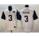 Men's Dallas Cowboys #3 George pickens White F.U.S.E. 94 Marshawn Kneeland Memorial Patch Thanksgiving Vapor Limited Stitched Football Jersey