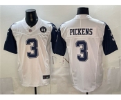 Men's Dallas Cowboys #3 George pickens White F.U.S.E. 94 Marshawn Kneeland Memorial Patch Thanksgiving Vapor Limited Stitched Football Jersey