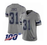Men's Dallas Cowboys #31 Byron Jones Limited Gray Inverted Legend 100th Season Football Jersey