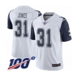 Men's Dallas Cowboys #31 Byron Jones Limited White Rush Vapor Untouchable 100th Season Football Jersey