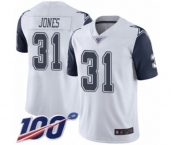 Men's Dallas Cowboys #31 Byron Jones Limited White Rush Vapor Untouchable 100th Season Football Jersey