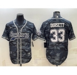 Men's Dallas Cowboys #33 Tony Dorsett Grey Camo With Patch Cool Base Stitched Baseball Jersey