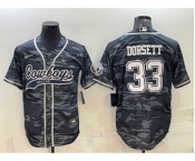 Men's Dallas Cowboys #33 Tony Dorsett Grey Camo With Patch Cool Base Stitched Baseball Jersey