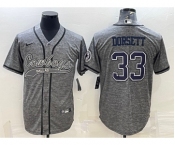 Men's Dallas Cowboys #33 Tony Dorsett Grey Gridiron With Patch Cool Base Stitched Baseball Jersey