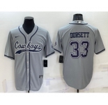 Men's Dallas Cowboys #33 Tony Dorsett Grey Stitched Cool Base Nike Baseball Jersey