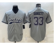 Men's Dallas Cowboys #33 Tony Dorsett Grey With Patch Cool Base Stitched Baseball Jersey