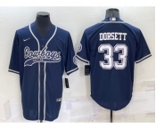 Men's Dallas Cowboys #33 Tony Dorsett Navy Blue Stitched Cool Base Nike Baseball Jersey