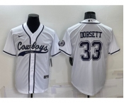 Men's Dallas Cowboys #33 Tony Dorsett White Stitched Cool Base Nike Baseball Jersey