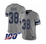 Men's Dallas Cowboys #38 Jeff Heath Limited Gray Inverted Legend 100th Season Football Jersey