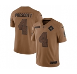 Men's Dallas Cowboys #4 Dak Prescott 2023 Brown Salute To Service Limited Football Stitched Jersey