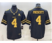 Men's Dallas Cowboys #4 Dak Prescott Black Gold Edition With 1960 Patch Limited Stitched Football Jersey