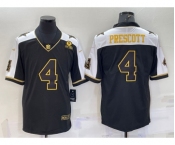 Men's Dallas Cowboys #4 Dak Prescott Black Gold Thanksgiving With Patch Stitched Jersey