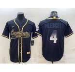 Men's Dallas Cowboys #4 Dak Prescott Black Gold With Patch Smoke Cool Base Stitched Baseball Jersey