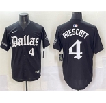 Men's Dallas Cowboys #4 Dak Prescott Black 'Gothic Lone Star Edition' Limited Stitched Baseball Jersey