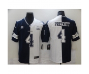 Men's Dallas Cowboys #4 Dak Prescott Blue White C Limited Split Fashion Football Jersey