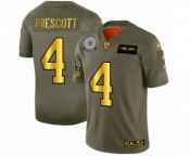 Men's Dallas Cowboys #4 Dak Prescott Limited Olive Gold 2019 Salute to Service Football Jersey