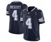 Men's Dallas Cowboys #4 Dak Prescott Navy 2023 F.U.S.E. With Walter Payton Patch Vapor Limited Football Stitched Jersey