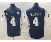 Men's Dallas Cowboys #4 Dak Prescott Navy F.U.S.E. With Established In 1960 Patch And 4-Star C Patch Vapor Limited Stitched Football Jersey