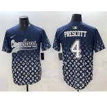 Men's Dallas Cowboys #4 Dak Prescott Navy Limited Stitched Baseball Jersey