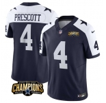 Men's Dallas Cowboys #4 Dak Prescott Navy White 2023 F.U.S.E. NFC East Champions Patch Football Stitched Jersey