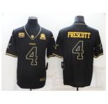 Men's Dallas Cowboys #4 Dak Prescott Nike Black Gold Throwback Limited Jersey