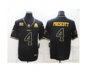 Men's Dallas Cowboys #4 Dak Prescott Nike Black Gold Throwback Limited Jersey