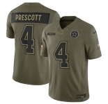 Men's Dallas Cowboys #4 Dak Prescott Olive 2025 Salute to Service Limited Football Stitched Jersey