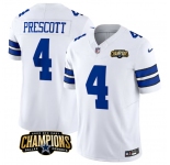 Men's Dallas Cowboys #4 Dak Prescott White 2023 F.U.S.E. NFC East Champions Patch Football Stitched Jersey