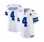 Men's Dallas Cowboys #4 Dak Prescott White 2023 F.U.S.E. With Walter Payton Patch Vapor Limited Football Stitched Jersey